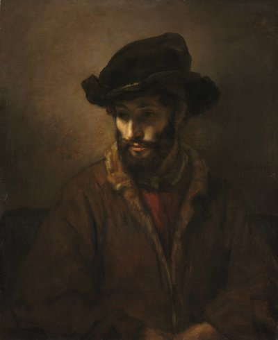 Ein bärtiger Mann mit Hut von Workshop of Rembrandt